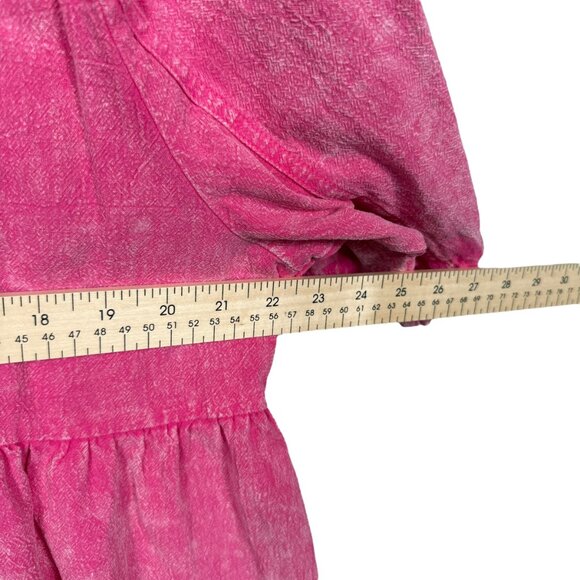 Umgee Washed Babydoll Dress 1X Pink Short Sleeve Button Front Cotton Boho - Picture 12 of 13